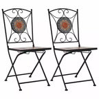 vidaXL Folding Bistro Chairs 2 Pcs Mosaic Bistro Outdoor Patio Chair Ceramic