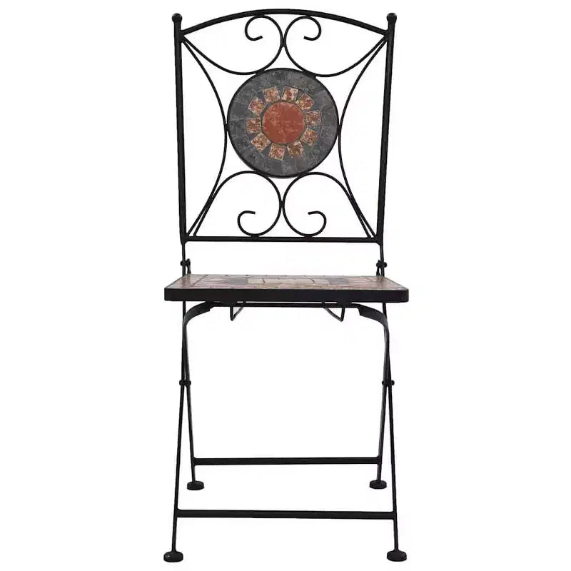 vidaXL Folding Bistro Chairs 2 Pcs Mosaic Bistro Outdoor Patio Chair Ceramic