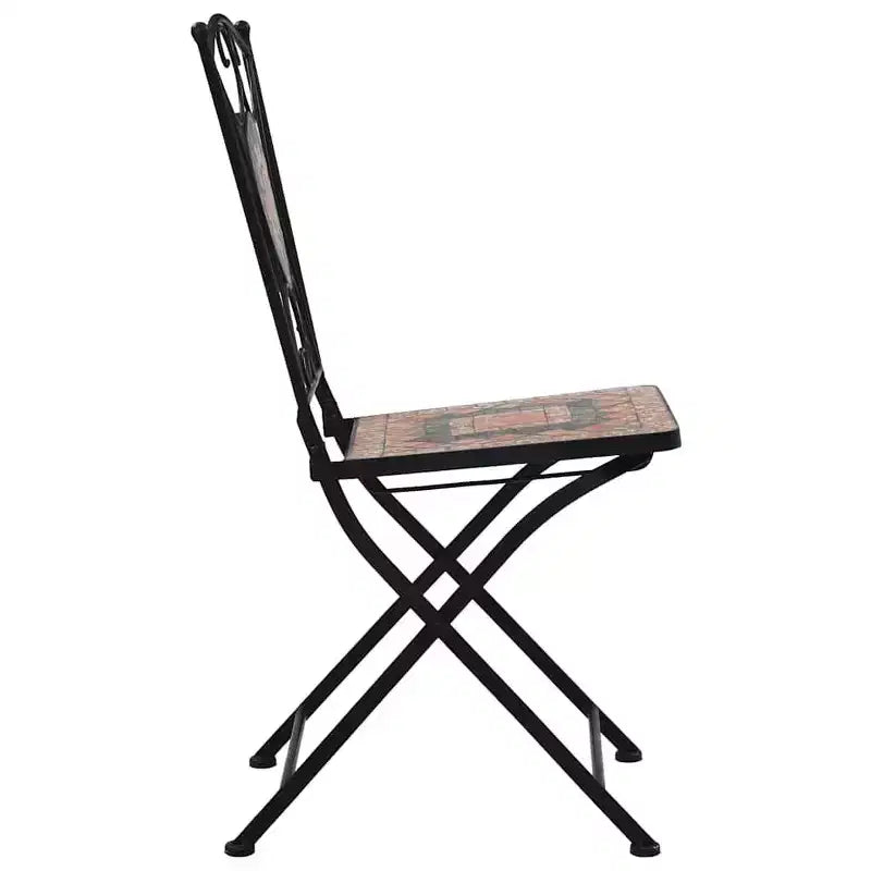 vidaXL Folding Bistro Chairs 2 Pcs Mosaic Bistro Outdoor Patio Chair Ceramic