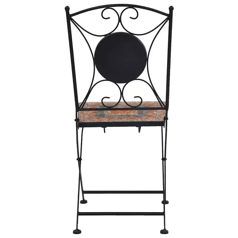 vidaXL Folding Bistro Chairs 2 Pcs Mosaic Bistro Outdoor Patio Chair Ceramic