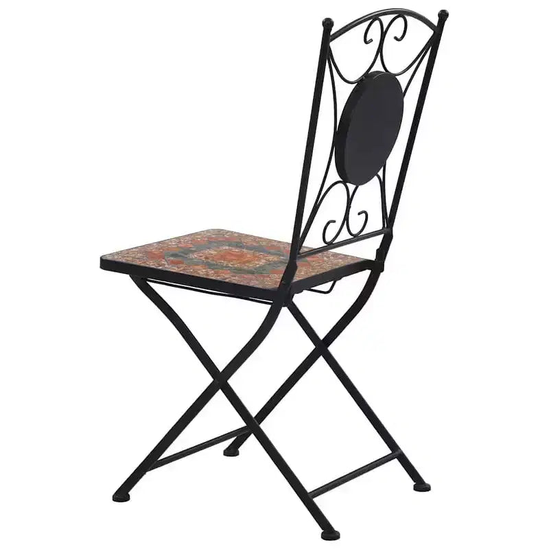 vidaXL Folding Bistro Chairs 2 Pcs Mosaic Bistro Outdoor Patio Chair Ceramic