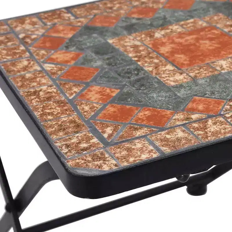 vidaXL Folding Bistro Chairs 2 Pcs Mosaic Bistro Outdoor Patio Chair Ceramic