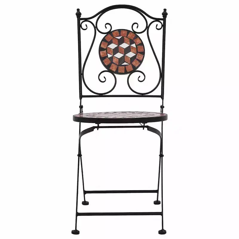 vidaXL Folding Bistro Chairs 2 Pcs Mosaic Bistro Outdoor Patio Chair Ceramic