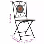 vidaXL Folding Bistro Chairs 2 Pcs Mosaic Bistro Outdoor Patio Chair Ceramic