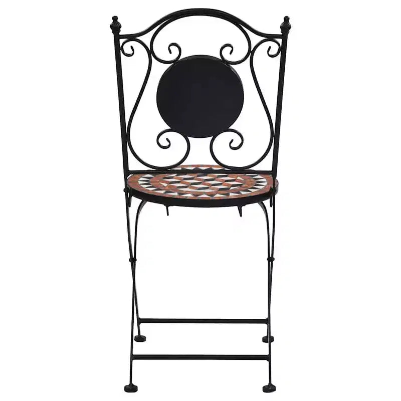 vidaXL Folding Bistro Chairs 2 Pcs Mosaic Bistro Outdoor Patio Chair Ceramic