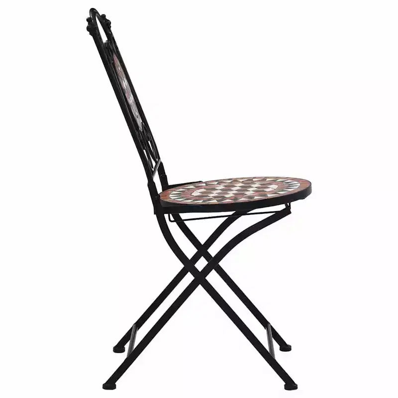 vidaXL Folding Bistro Chairs 2 Pcs Mosaic Bistro Outdoor Patio Chair Ceramic