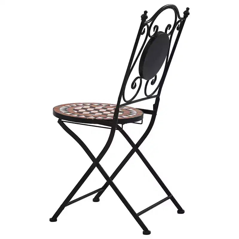 vidaXL Folding Bistro Chairs 2 Pcs Mosaic Bistro Outdoor Patio Chair Ceramic