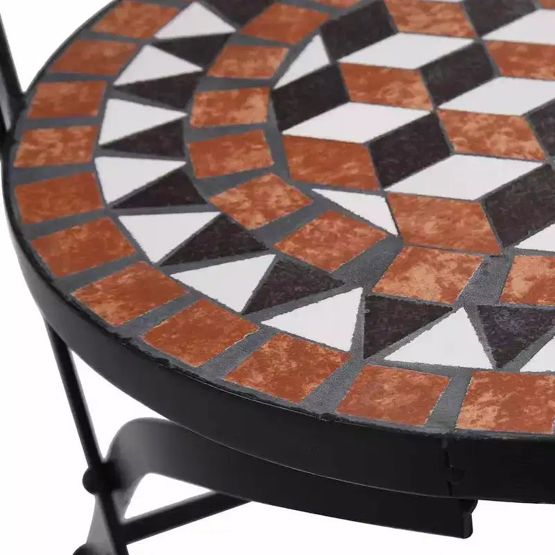 vidaXL Folding Bistro Chairs 2 Pcs Mosaic Bistro Outdoor Patio Chair Ceramic