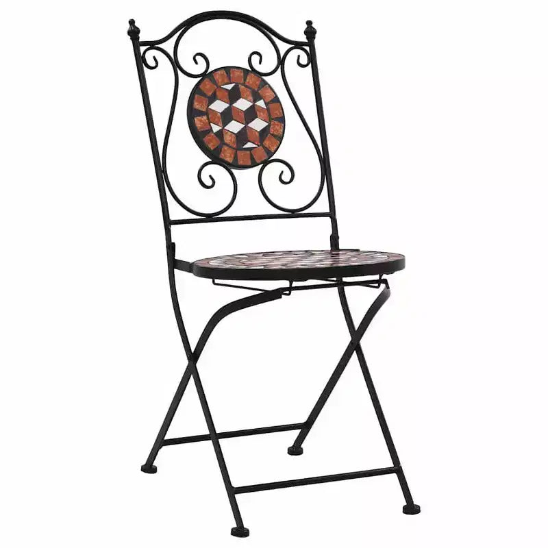 vidaXL Folding Bistro Chairs 2 Pcs Mosaic Bistro Outdoor Patio Chair Ceramic