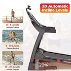 5HP Folding Treadmill for Home with Incline / Bluetooth, 400lb Weight Capacity, Exercise Running Walking Easy Assembly