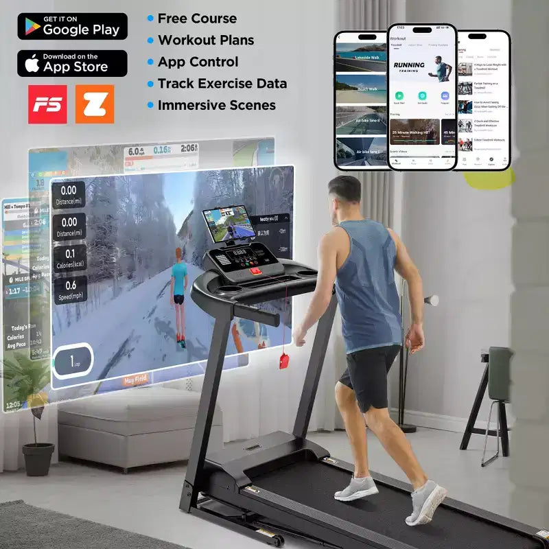 Clearance  3HP Folding Treadmill for Home with Incline / Bluetooth, 300lb Weight Capacity, Exercise Running Walking 90% pre Assemble