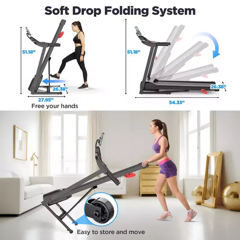 Clearance  3HP Folding Treadmill for Home with Incline / Bluetooth, 300lb Weight Capacity, Exercise Running Walking 90% pre Assemble
