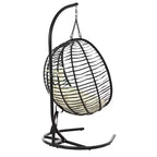 Whisen Single Person Folding Egg Chair with Stand, Hammock Swing Chair with Adjustable Anti-Slip Feet