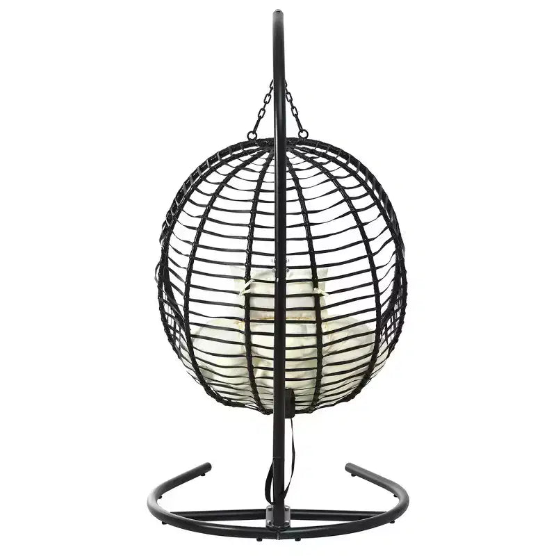 Whisen Single Person Folding Egg Chair with Stand, Hammock Swing Chair with Adjustable Anti-Slip Feet