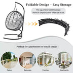 Whisen Single Person Folding Egg Chair with Stand, Hammock Swing Chair with Adjustable Anti-Slip Feet