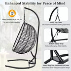 Whisen Single Person Folding Egg Chair with Stand, Hammock Swing Chair with Adjustable Anti-Slip Feet