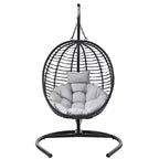 Whisen Single Person Folding Egg Chair with Stand, Hammock Swing Chair with Adjustable Anti-Slip Feet