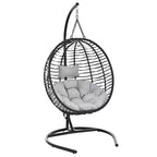 Whisen Single Person Folding Egg Chair with Stand, Hammock Swing Chair with Adjustable Anti-Slip Feet