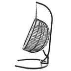 Whisen Single Person Folding Egg Chair with Stand, Hammock Swing Chair with Adjustable Anti-Slip Feet