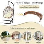Whisen Single Person Folding Egg Chair with Stand, Hammock Swing Chair with Adjustable Anti-Slip Feet