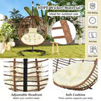 Whisen Single Person Folding Egg Chair with Stand, Hammock Swing Chair with Adjustable Anti-Slip Feet