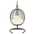 Whisen Single Person Folding Egg Chair with Stand, Hammock Swing Chair with Adjustable Anti-Slip Feet