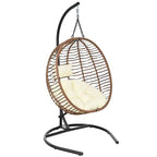 Whisen Single Person Folding Egg Chair with Stand, Hammock Swing Chair with Adjustable Anti-Slip Feet