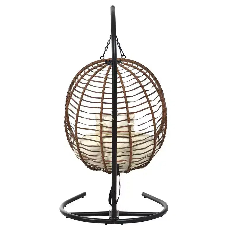 Whisen Single Person Folding Egg Chair with Stand, Hammock Swing Chair with Adjustable Anti-Slip Feet