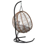 Whisen Single Person Folding Egg Chair with Stand, Hammock Swing Chair with Adjustable Anti-Slip Feet