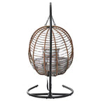 Whisen Single Person Folding Egg Chair with Stand, Hammock Swing Chair with Adjustable Anti-Slip Feet