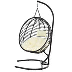Whisen Single Person Folding Egg Chair with Stand, Hammock Swing Chair with Adjustable Anti-Slip Feet