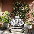 Chaise hamac suspendue Whisen avec support, chaise balançoire œuf avec cadre en fer, coussin et appui-tête
