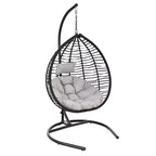 Chaise hamac suspendue Whisen avec support, chaise balançoire œuf avec cadre en fer, coussin et appui-tête