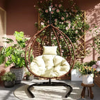 Chaise hamac suspendue Whisen avec support, chaise balançoire œuf avec cadre en fer, coussin et appui-tête