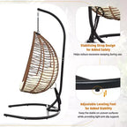 Chaise hamac suspendue Whisen avec support, chaise balançoire œuf avec cadre en fer, coussin et appui-tête