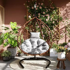 Chaise hamac suspendue Whisen avec support, chaise balançoire œuf avec cadre en fer, coussin et appui-tête