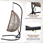 Chaise hamac suspendue Whisen avec support, chaise balançoire œuf avec cadre en fer, coussin et appui-tête