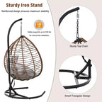 Chaise hamac suspendue Whisen avec support, chaise balançoire œuf avec cadre en fer, coussin et appui-tête