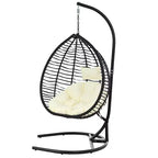 Chaise hamac suspendue Whisen avec support, chaise balançoire œuf avec cadre en fer, coussin et appui-tête