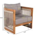 Premium Acacia Wood Outdoor Club Chair with Curved Tub Design and Woven Rope, for Garden