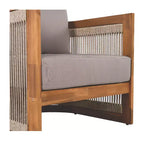 Premium Acacia Wood Outdoor Club Chair with Curved Tub Design and Woven Rope, for Garden