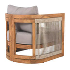 Premium Acacia Wood Outdoor Club Chair with Curved Tub Design and Woven Rope, for Garden