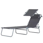 Chaise longue de piscine pliable avec pare-soleil