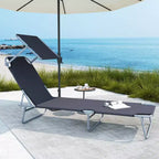 Chaise longue de piscine pliable avec pare-soleil