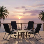 Gymax 2PC/4PC Outdoor Folding Chairs with Adjustable Reclining Backrest and Cushioned Seats for Garden and Patio Use Black/ Gray