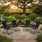 Gymax 2PC/4PC Outdoor Folding Chairs with Adjustable Reclining Backrest and Cushioned Seats for Garden and Patio Use Black/ Gray