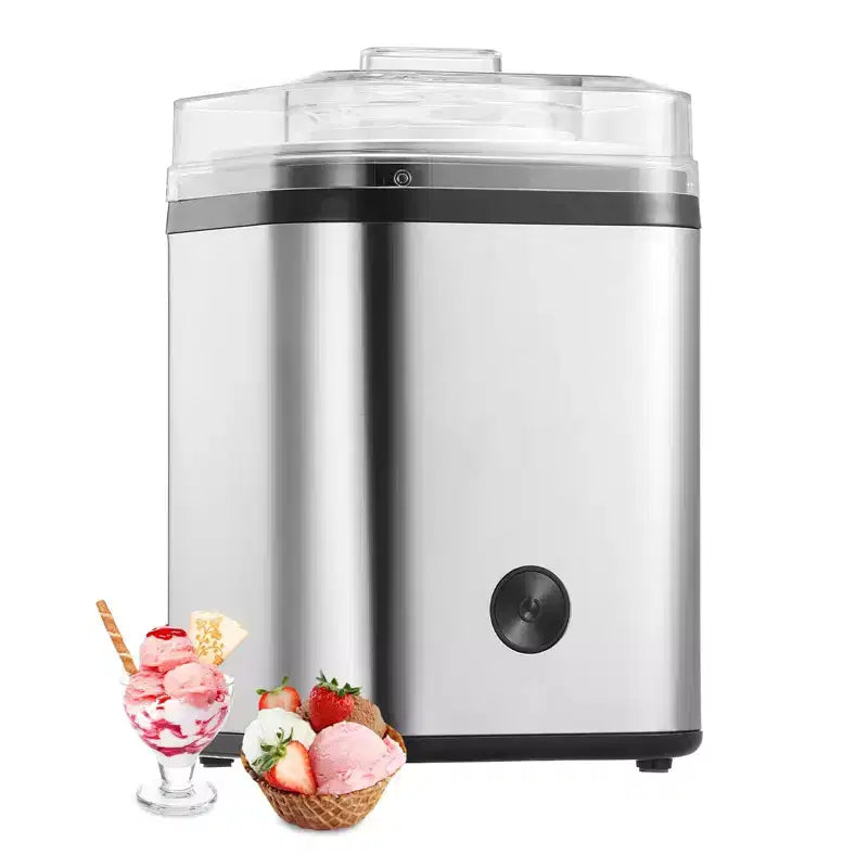 Ice Cream Maker 2.11 Quart Large Capacity Electric Automatic Frozen Dessert Machine with Stainless Steel Shell for Yogurt Sorbet Gelato Silver