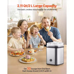 Ice Cream Maker 2.11 Quart Large Capacity Electric Automatic Frozen Dessert Machine with Stainless Steel Shell for Yogurt Sorbet Gelato Silver