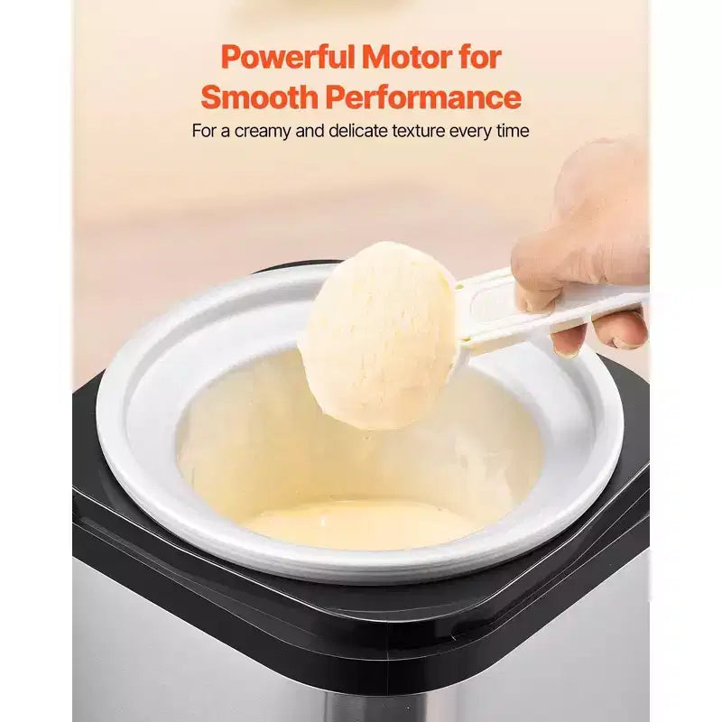 Ice Cream Maker 2.11 Quart Large Capacity Electric Automatic Frozen Dessert Machine with Stainless Steel Shell for Yogurt Sorbet Gelato Silver