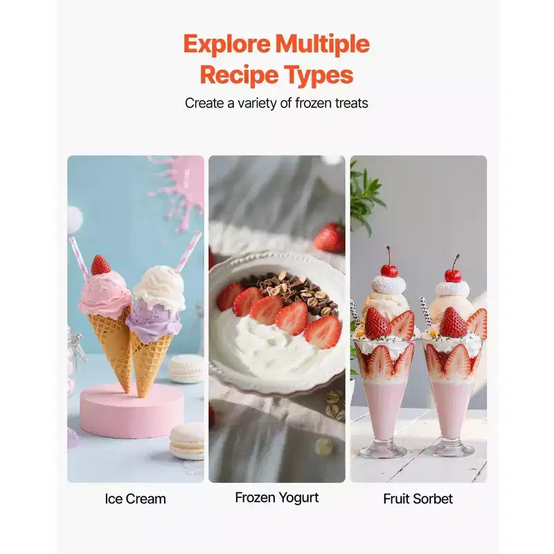 Ice Cream Maker 2.11 Quart Large Capacity Electric Automatic Frozen Dessert Machine with Stainless Steel Shell for Yogurt Sorbet Gelato Silver